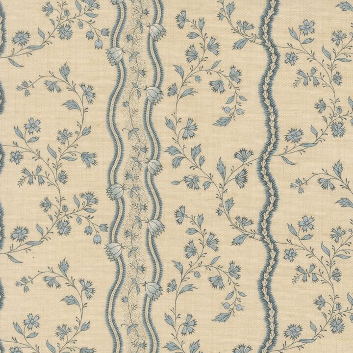 Blue Flowers & lines in cream - 13993   Fleur De Paris - French General.jpg .jpg