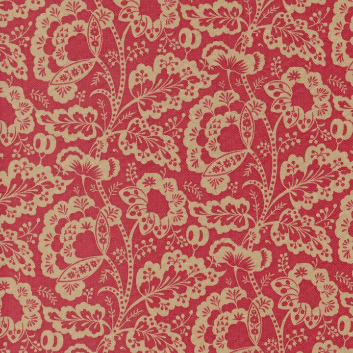 Cream Flowers and Leaves in red - 13963 16 - Rouenneries - French General.jpg