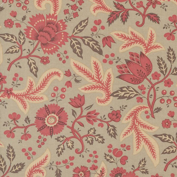 Red Flowers and Leaves in grey - 13961 14 - Rouenneries - French General.jpg