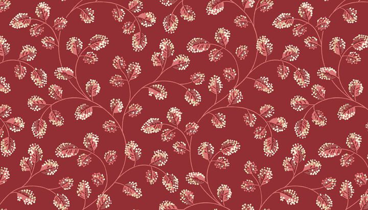Leaves in Dark Red - 9581R1 - Sweet Sixteen - Laundry Basket Quilts
