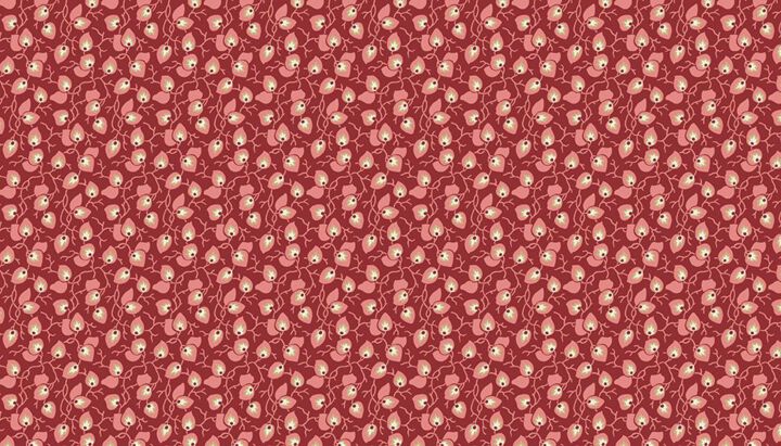 Pink white leaves in Dark Red - 9582R1 - Sweet Sixteen - Laundry Basket Quilt