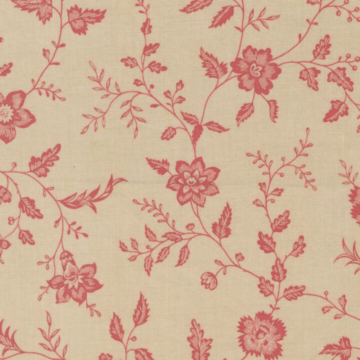 Red Flowers and Leaves in cream - 13962 17 - Rouenneries - French General.jpg