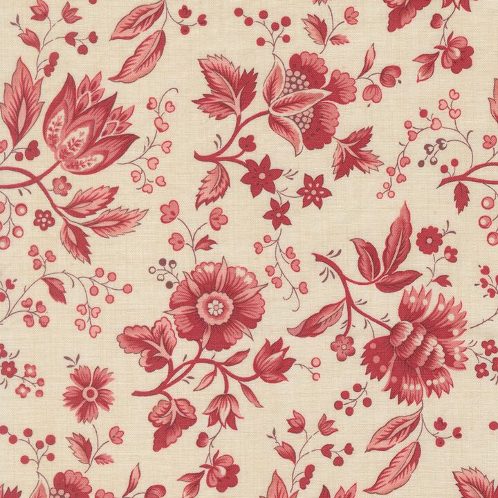 Red flowers in cream - 13982 11 - Joie De Vivre  - French General.jpg