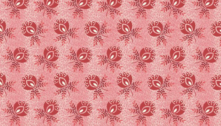 Red Flowers in Pink - 9579R - Sweet Sixteen - Laundry Basket Quilts