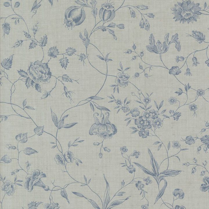 Blue Flowers and leaves in grey - 13973 16 - Sacre Bleu - French General.jpg