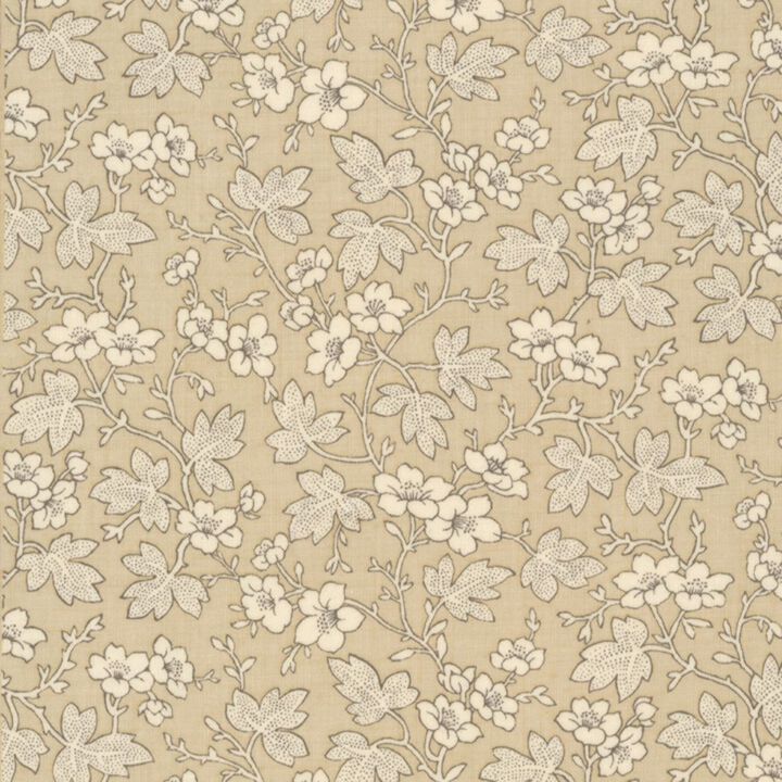 Little Cream Flowers and Leaves in grey - 13964 16 - Rouenneries - French General.jpg