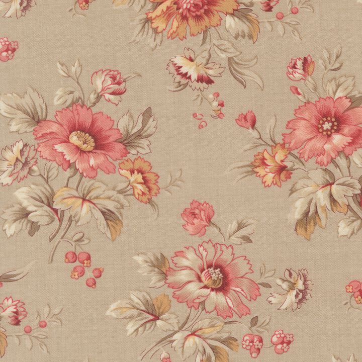 Pink flowers in beige - 13981 15 - Joie De Vivre  - French General.jpg