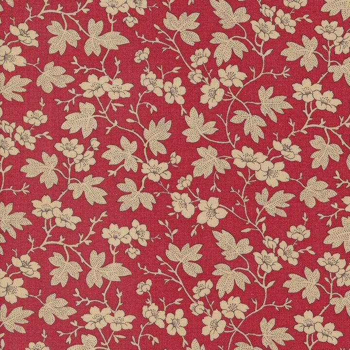Little Cream Flowers and leaves in red - 13964 14 - Rouenneries - French General.jpg