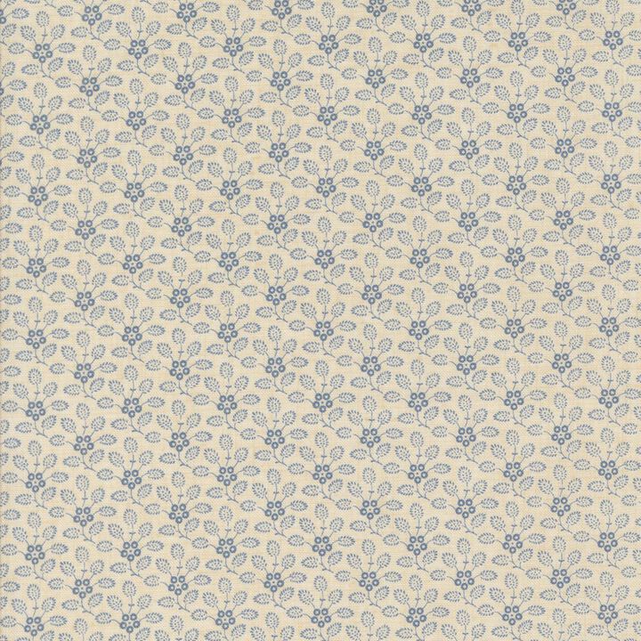 Little Blue Flowers and leaves in cream - 13975 12 - Sacre Bleu - French General.jpg