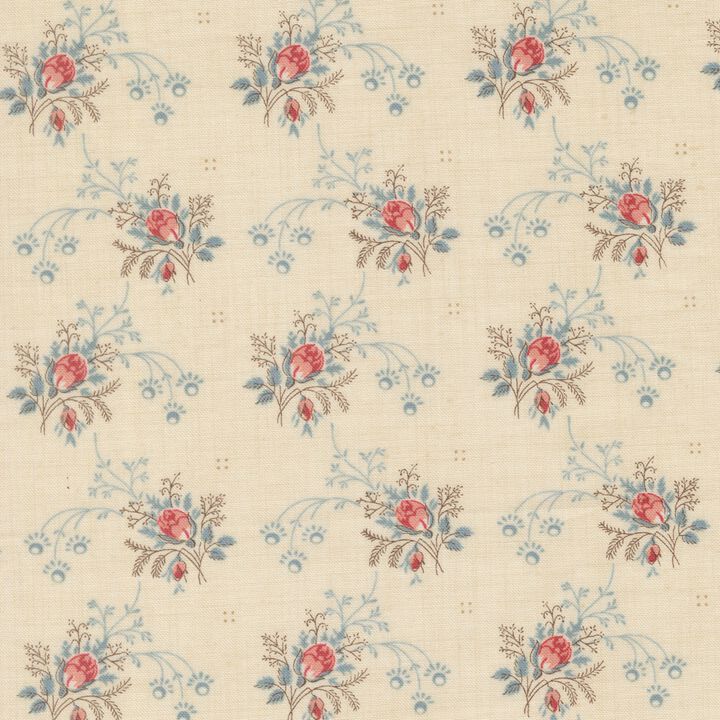Red Flowers Blue Leaves in cream - 13994 11 -Fleur De Paris - French General.jpg